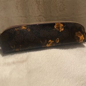 Coach Brown and Yellow Floral Pencil Case